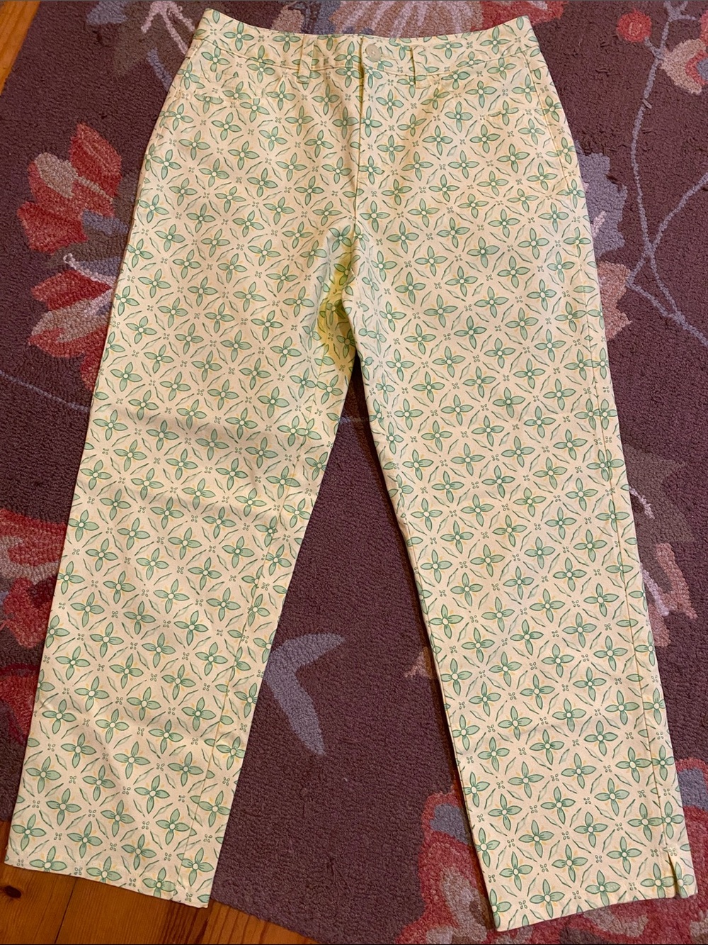 Talbots Cotton Cropped Floral Chino Pants